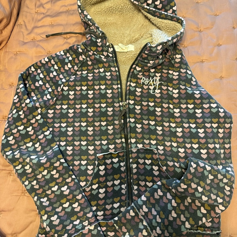 Roxy women’s Multicolor Sherpa Heart Hoodie